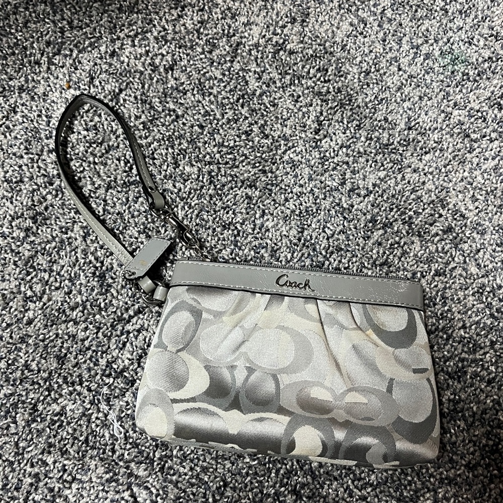 Coach Gray Wristlet Bag